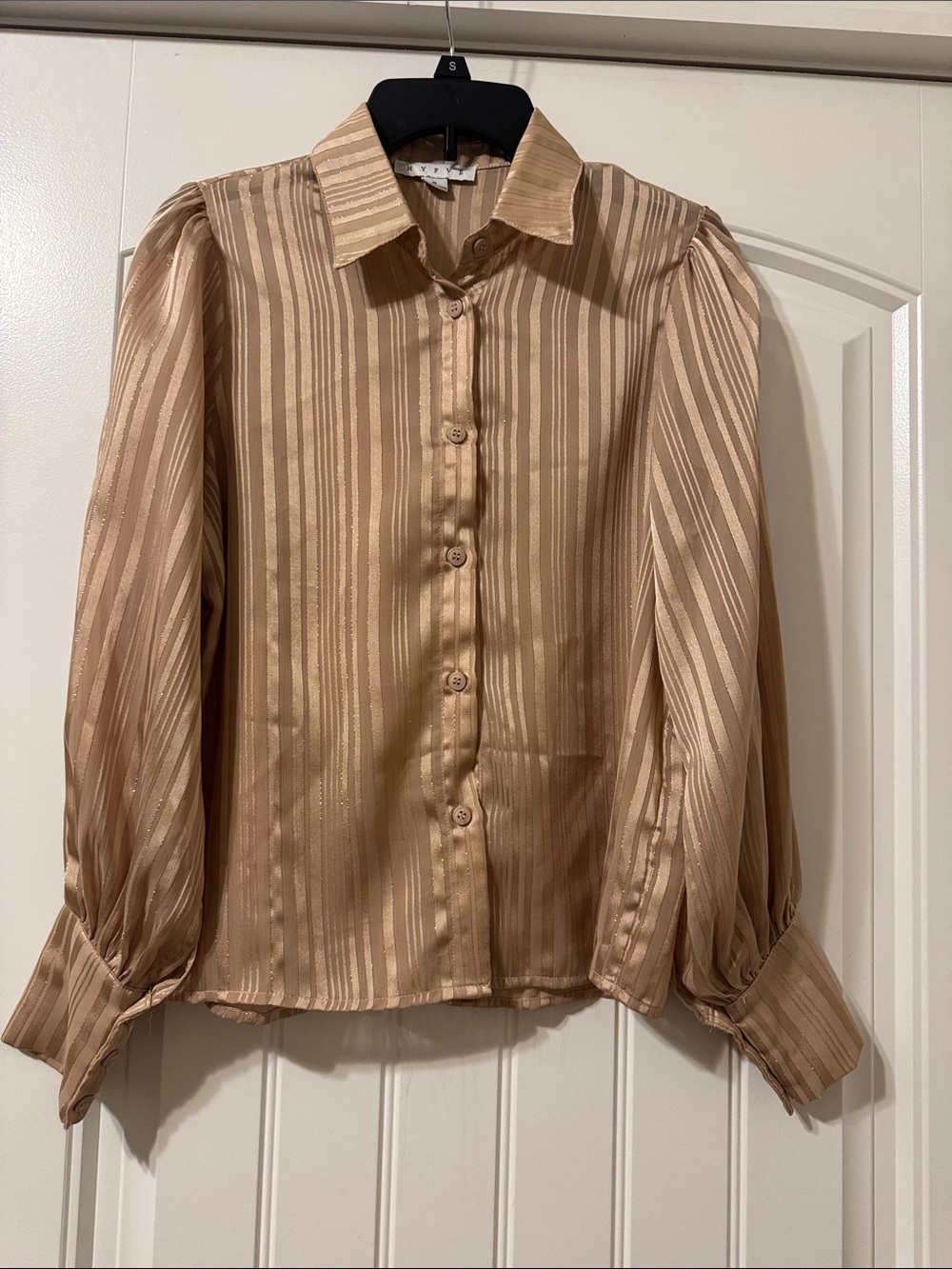 HYFVE Neutral Striped Dress with Branded Trim